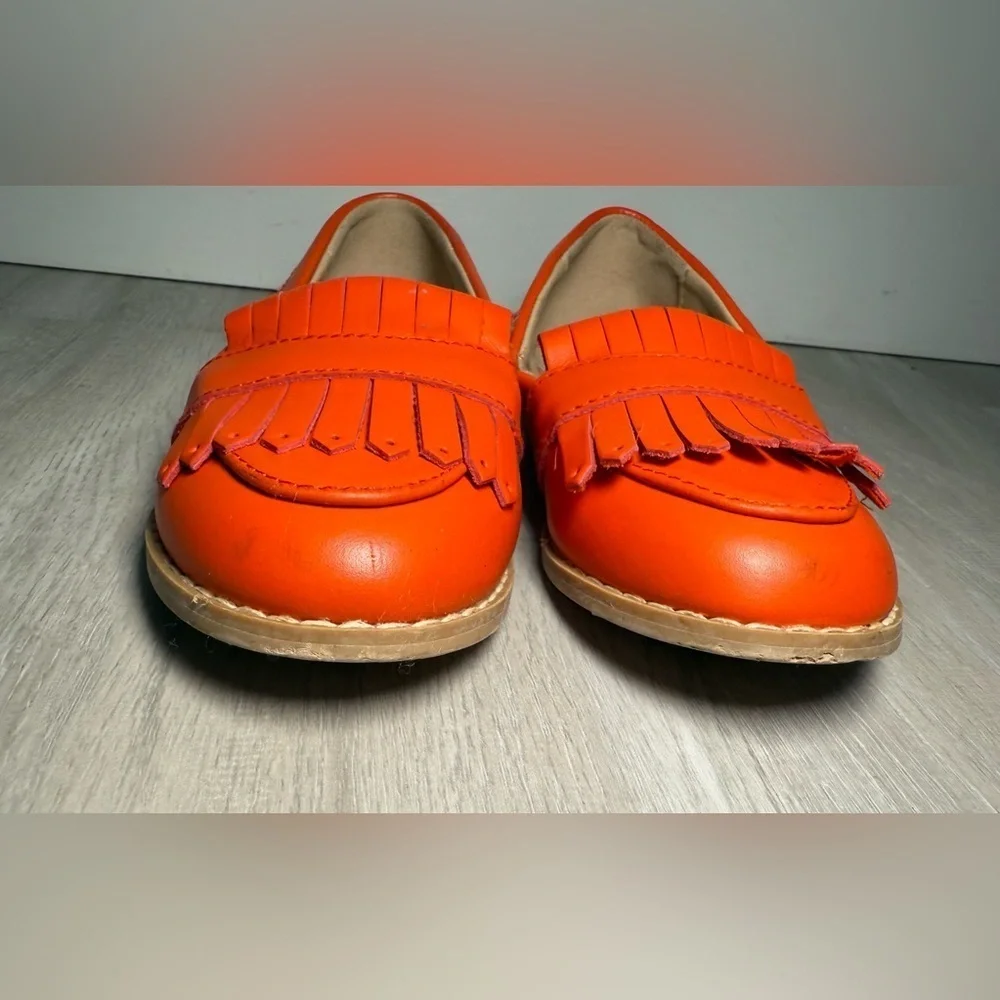Janie‎ and Jack Orange Leather Tassel Loafer Shoes Kids Size 9